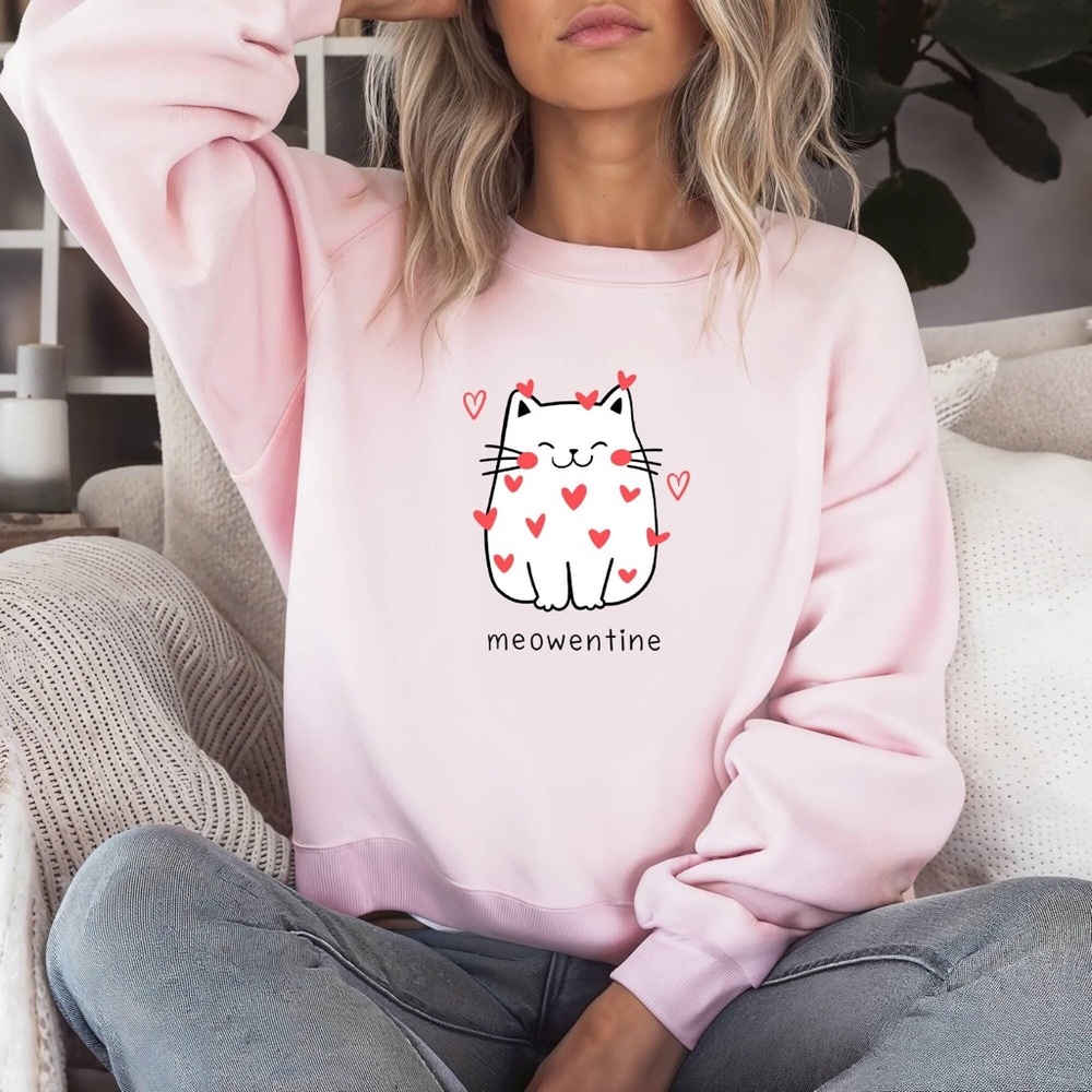 SHEIN Valentines Day Cat Sweatshirt